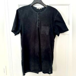 Cotton Citizen. Black. Medium. Men’s short sleeve henley. 100% cotton.